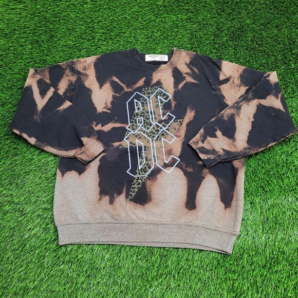 Vintage ACDC Sweatshirt Womens Large 22x23 Bleached Black - Picture 1 of 10